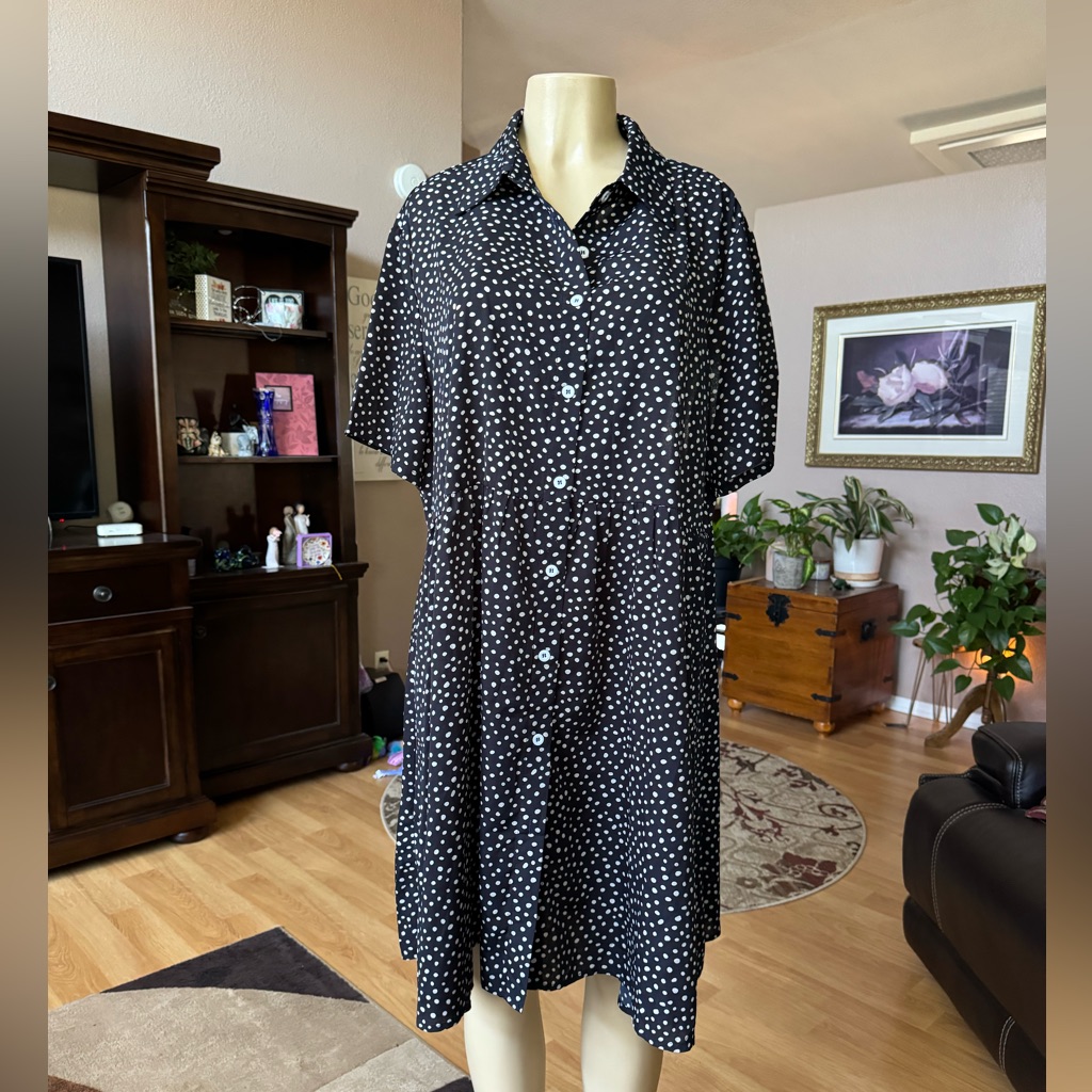 Shein Curve Blue & Gray Short Sleeve Vneck Dress-Size Xl